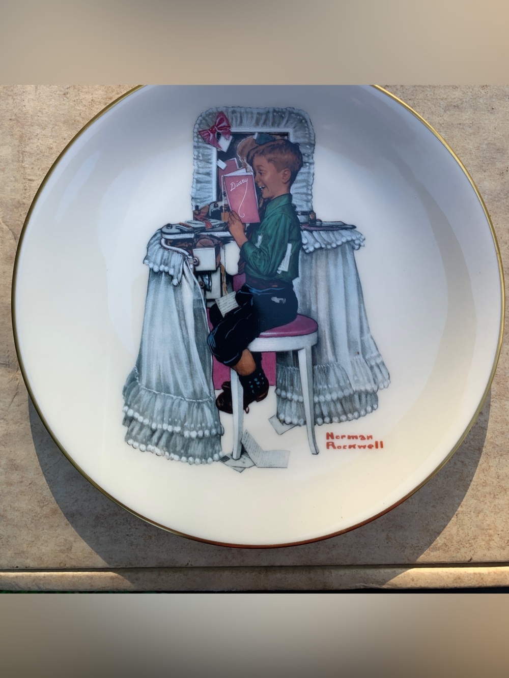 Norman Rockwell Porcelain Plate.  Dear Dairy.